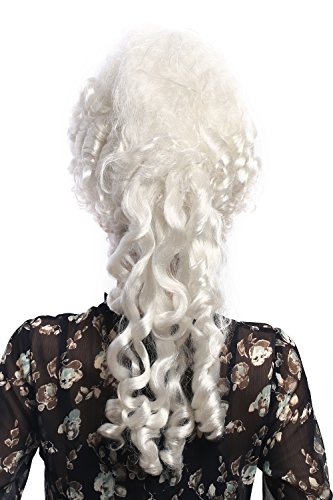 WIG ME UP- 91029-ZA62 Peluca señoras Carnaval históricamente nobleza barroca Blanco Peinado Pompadour Colmena Torre de Reina María Antonieta de 50 cm