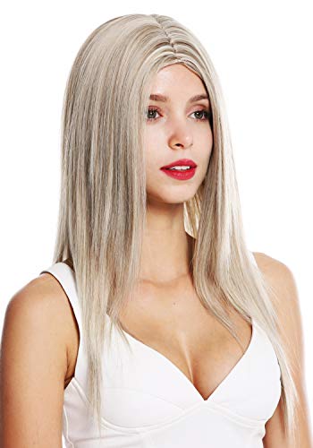 WIG ME UP- VK-34-H16/613 peluca de mujer pelo largo liso raya en medio color rubio platino mechas