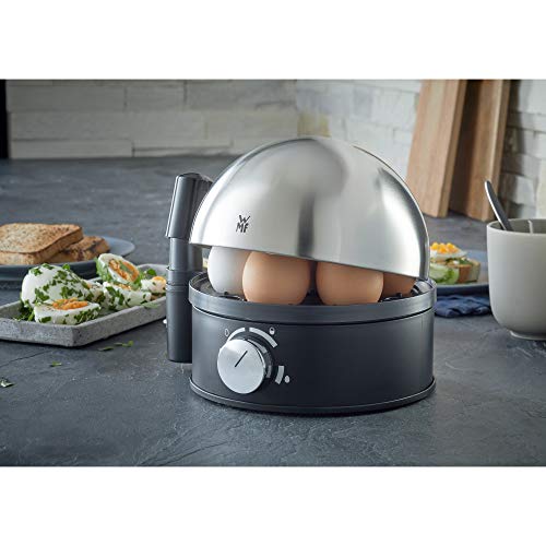 WMF Hervidor de Huevos Stelio - Cocedor de huevos 380 W de hasta 7 huevos, señal acústica para detener cocción y cocción graduable, acabados de acero inoxidable de Cromargan® mate