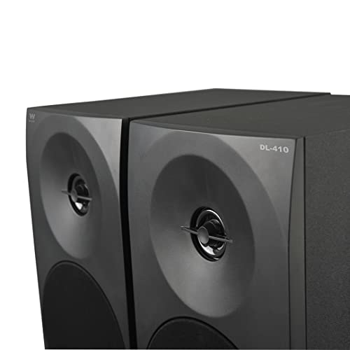 Woxter Dynamic Line 410 – Altavoces estéreo 2.0 Autoamplificados con 150W de potencia, Madera, Woofer de 4 pulgadas, 2 Tweeter, 3.5 mm, RCA, Control volumen, agudos, graves, Bookself Speakers, Negro