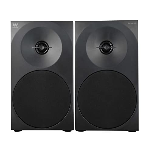 Woxter Dynamic Line 410 – Altavoces estéreo 2.0 Autoamplificados con 150W de potencia, Madera, Woofer de 4 pulgadas, 2 Tweeter, 3.5 mm, RCA, Control volumen, agudos, graves, Bookself Speakers, Negro