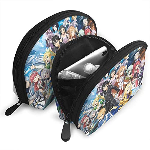 XCNGG Sword Art Online Fashion Cosmetic Bags Bolsa portátil Clutch Pouch Set Mujeres Hombres Monedero de viaje con cremallera Organizador de bolsos 2pcs