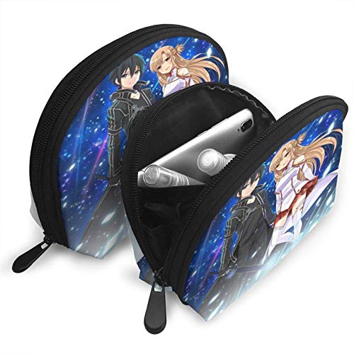 XCNGG Sword Art Online Fashion Cosmetic Bags Bolsa portátil Clutch Pouch Set Mujeres Hombres Monedero de viaje con cremallera Organizador de bolsos 2pcs