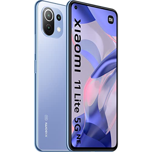 Xiaomi 11 Lite 5G NE - Smartphone con Pantalla de 6,55” DotDisplay AMOLED FHD+ de 90 Hz, 8+128GB, Qualcomm Snapdragon 778G, Triple cámara de 64MP+8MP+5MP, Bat 4250mAh, Azul Chicle (Versión ES/PT)