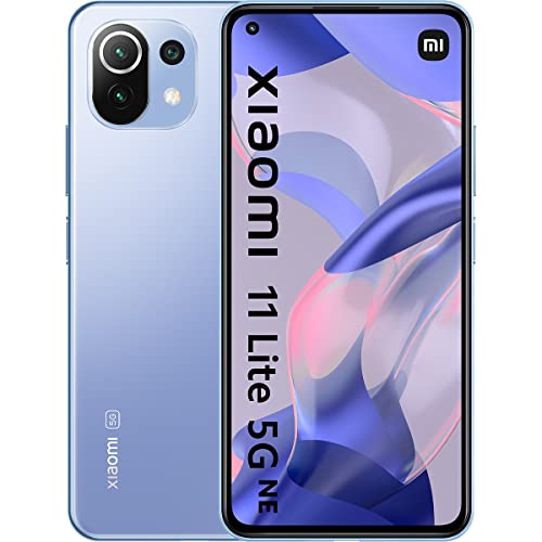 Xiaomi 11 Lite 5G NE - Smartphone con Pantalla de 6,55” DotDisplay AMOLED FHD+ de 90 Hz, 8+128GB, Qualcomm Snapdragon 778G, Triple cámara de 64MP+8MP+5MP, Bat 4250mAh, Azul Chicle (Versión ES/PT)