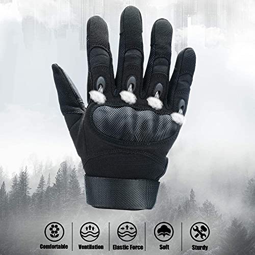 Xnuoyo Goma nudillo Duro Dedo Completo y Medio Dedo Guantes de Pantalla táctil para Motocicleta Ciclismo Caza Escalada Acampar (M, Negro)