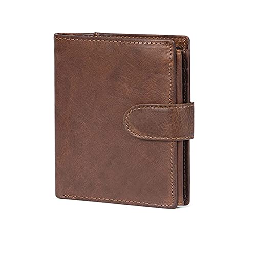 YADIMI Cartera Vertical Cuero, Cartera de Piel para Hombre con RIFD Protección, 11 Ranuras para Tarjetas con Cremallera (Marrón)