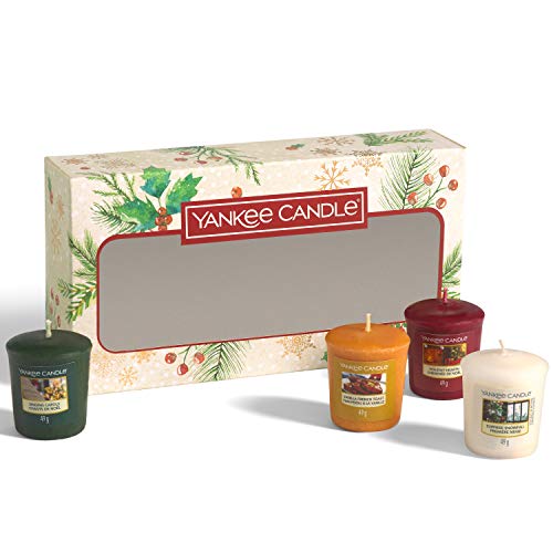 Yankee Candle Set de regalo | 4 velas votivas perfumadas navideñas | Colección mágica de la mañana de Navidad