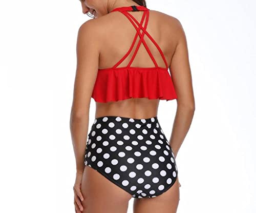 YHKTYV Loción Hoja Espalda Tiras Cruzadas Bikini Estampado De Dos Piezas Traje De Baño Femenino-Rojo_L Traje De Baño Ajustado Ropa De Playa Ropa De Playa Casual Favorecedora