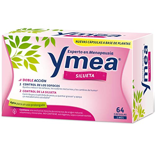 Ymea Silueta - Tratamiento de la Menopausia, Doble acción - Control de Sofocos y Control de la Silueta, 64 cápsulas, Tratamiento 1 mes + Lactacyd Gel de Higiene Íntima Diario, Ph Equilibrado, 400 ml