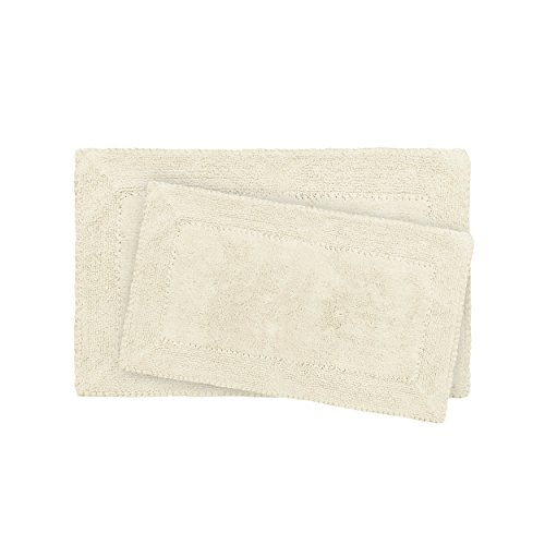 YMF Carpet Laura Ashley Volantes algodón 17 "x 24" baño Alfombra, Crema, 2-Piece