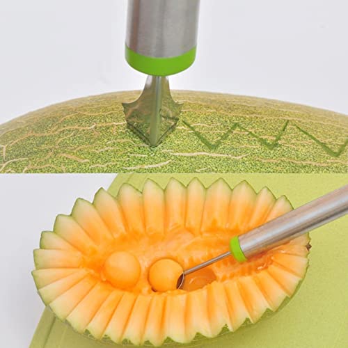 Yovige 4 Piezas Herramientas para Tallar Frutas, Cuchillo para Trinchar Frutas, Descorazonador de Frutas de Acero Inoxidable, Cucharas para Fruta Vaciador de Melón, Frutas Decorativas