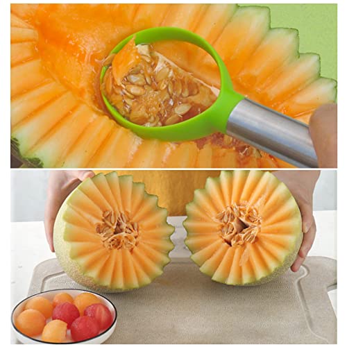 Yovige 4 Piezas Herramientas para Tallar Frutas, Cuchillo para Trinchar Frutas, Descorazonador de Frutas de Acero Inoxidable, Cucharas para Fruta Vaciador de Melón, Frutas Decorativas