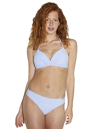 YSABEL MORA - Bikini triángulo Cuadro Vichy Mujer Color: Celeste Talla: 95