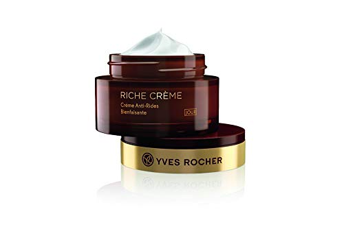 Yves Rocher Riche Crème - Crema de día antiarrugas, regeneradora antiedad, reduce las arrugas, 1 bote de cristal de 50 ml