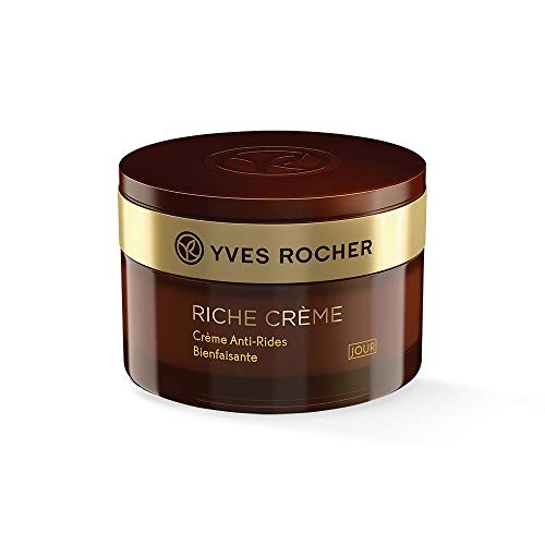 Yves Rocher Riche Crème - Crema de día antiarrugas, regeneradora antiedad, reduce las arrugas, 1 bote de cristal de 50 ml