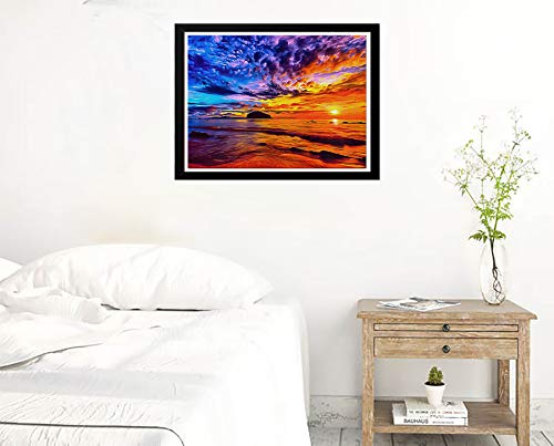 Zariocy DIY 5D Diamantes Pintura Kits Nube, Diamond Painting Completo Mar Puesta de Sol águila Bordado Pinturas Artes Kit De Punto De Cruz Para Decoración De La Pared Del Hogar 30 * 40cm