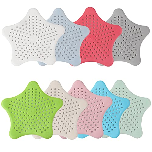 Zeaye 9 colores estrellas de mar del colector de drenaje del cabello con ventosas de silicona fuertes Abflusssieb y el tapón de cabello para ducha, bañera, lavabo y fregadero