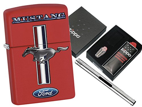 Zippo Ford Mustang Red con Zippo Set de regalo y l.b Chrome Varilla Mechero