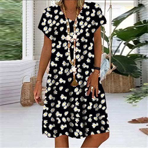 ZODOF Mujer Vestidos Casual Playa Boho Floral Maxi Vestido Bohemio Playa Color Liso Verano Suelto Vestidos Dress