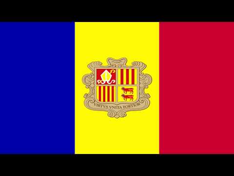 La bandera de Andorra en detalle