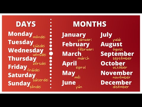 Nombres de los días y los meses en inglés