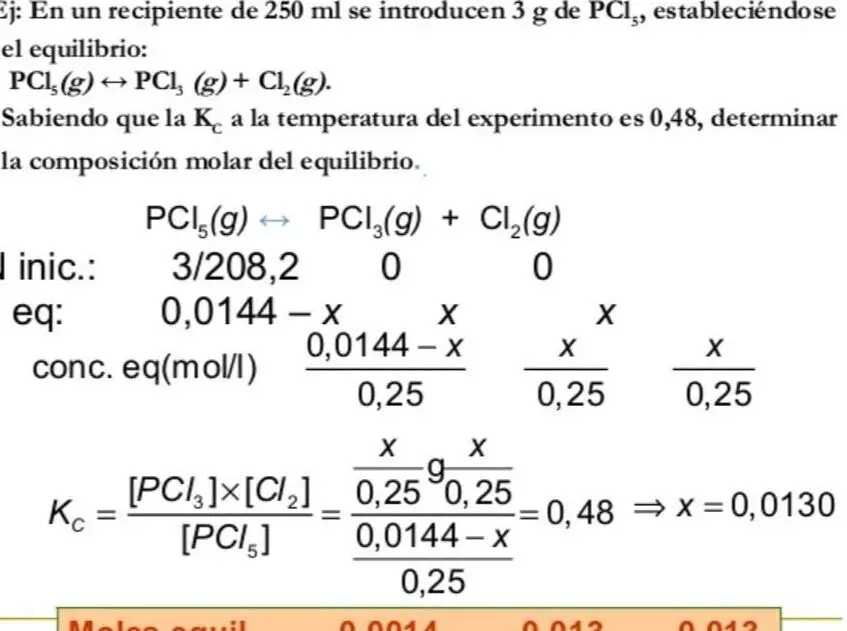 Determinación de la constante de equilibrio en el experimento 23: respuestas.