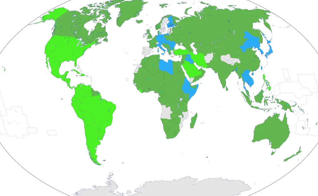 El mapa de las potencias aliadas y del Eje en la Segunda Guerra Mundial.