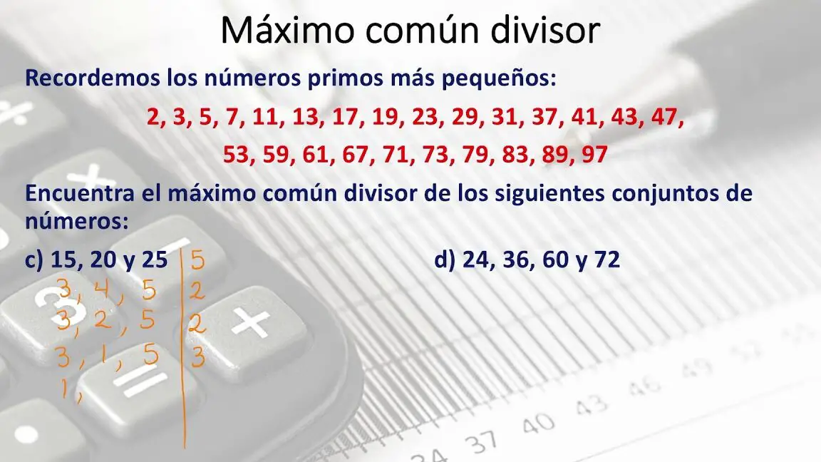 El máximo común divisor de 72 y 34.