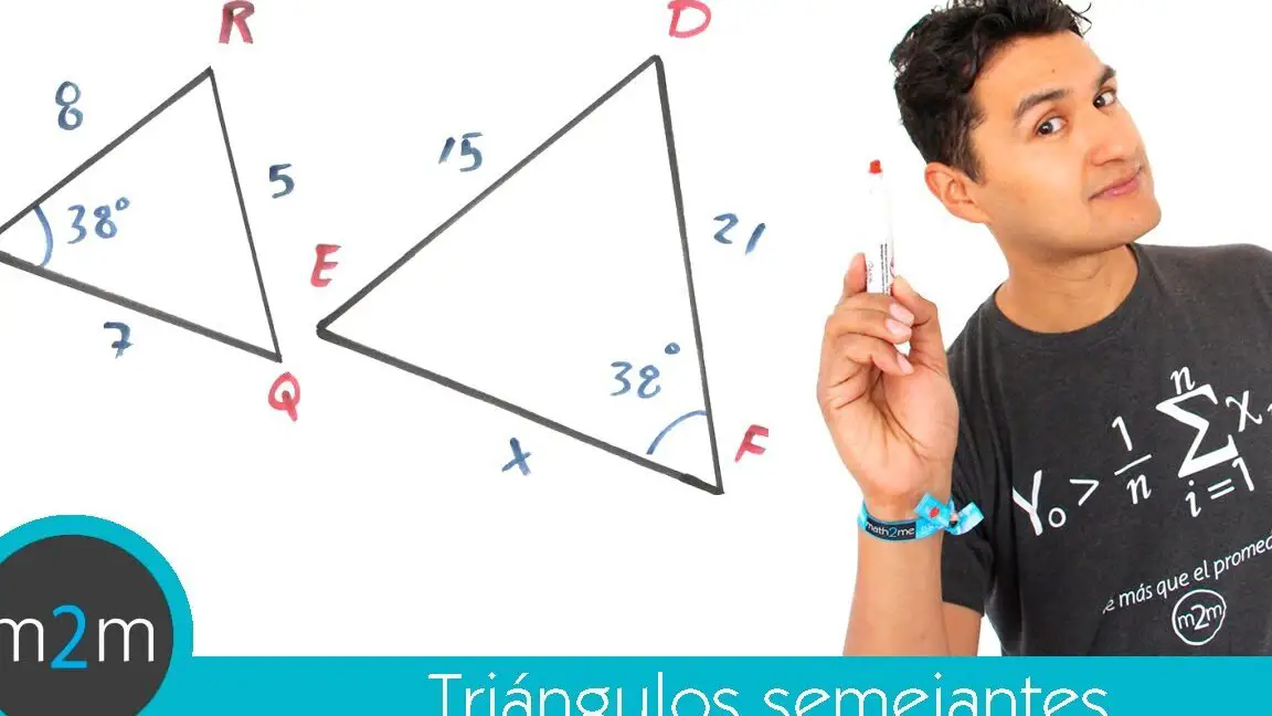 Identifica los triángulos semejantes y calcula cada medida.