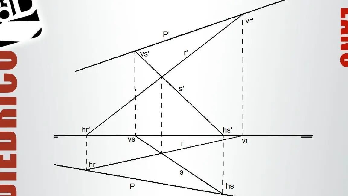 Intersección de las rectas AB y CD en el punto E: Diagrama explicativo.