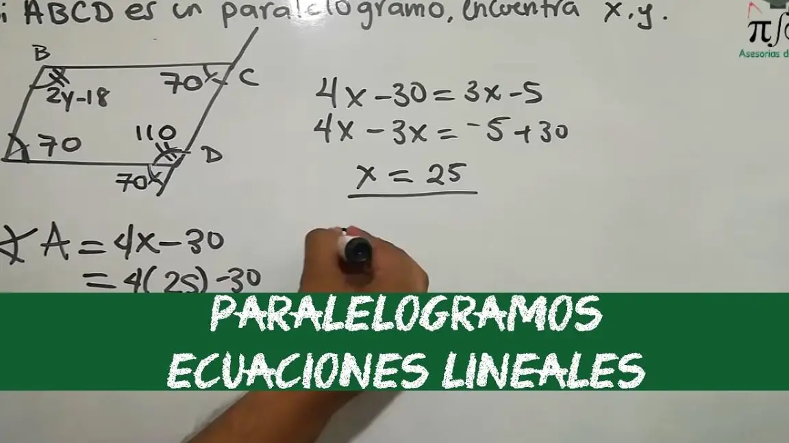Resolución de x en paralelogramos: cada figura es un paralelogramo.